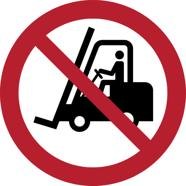 Safety sign No access for forklift trucks and otherindustrial vehicles, Ø 100 mm