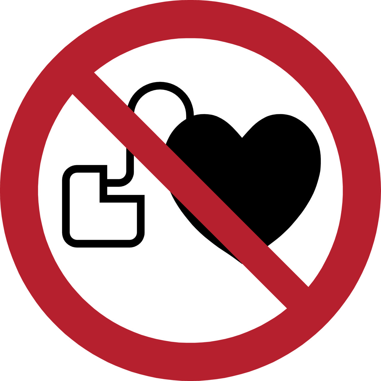 Safety Sign No Access for People with Active Implanted Cardiac Devices, 100 mm