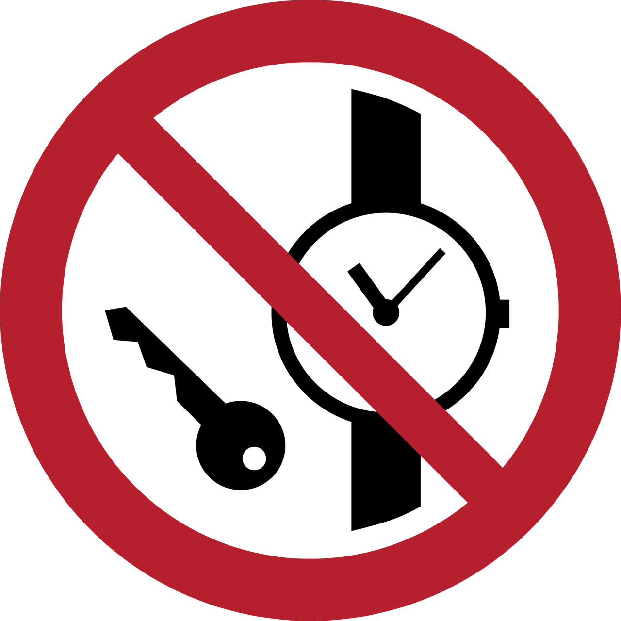 Safety Sign No Metallic Articles or Watches, 100 mm