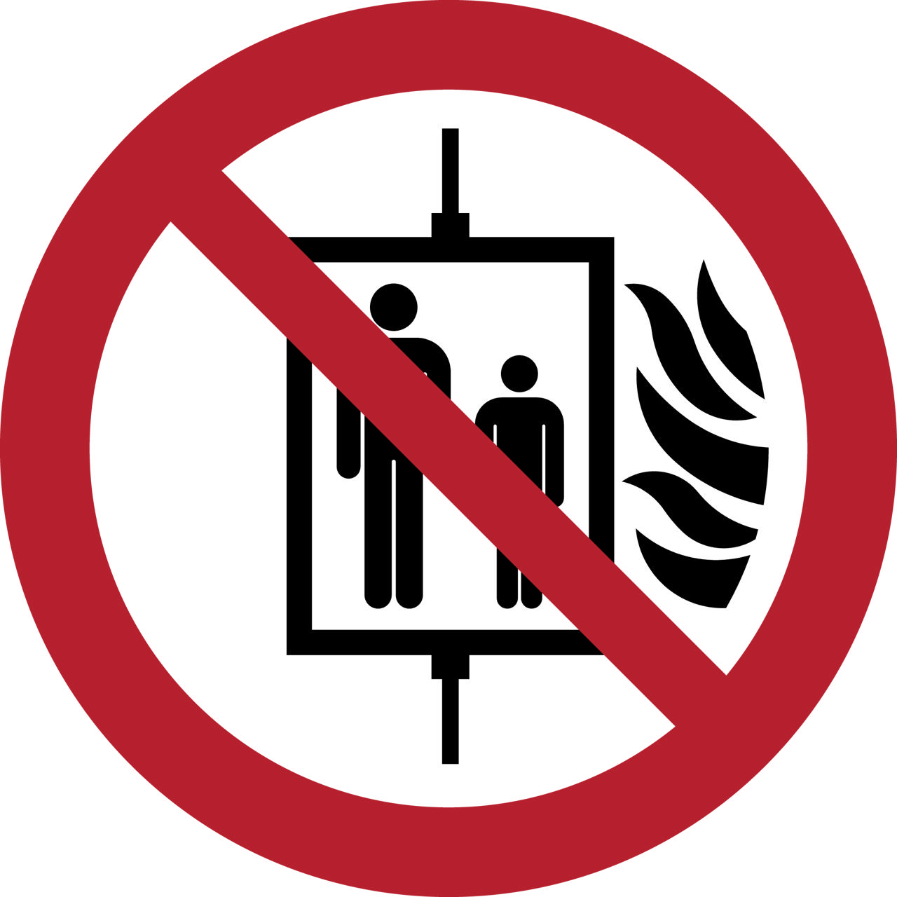 Safety Sign Do Not Use Lift in the Event of Fire, 100 mm