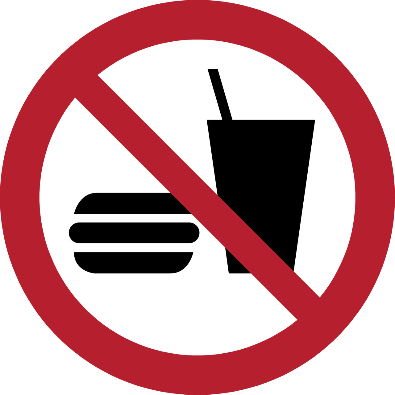 Safety Sign No Eating or Drinking, 100 mm