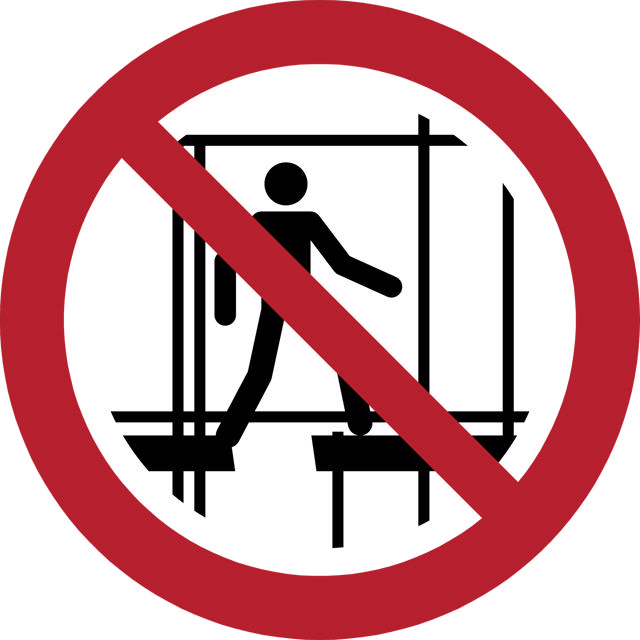 Safety sign Do not use this incomplete scaffold, Ø 100 mm