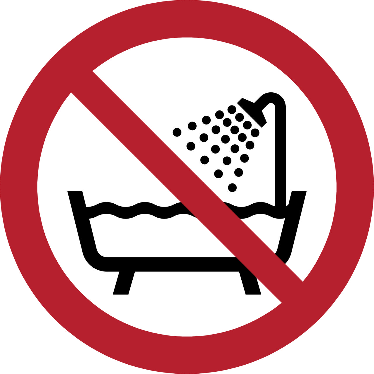 Safety Sign Do Not Use this Device in Bathtub, Shower, Water Reservoir, 100 mm