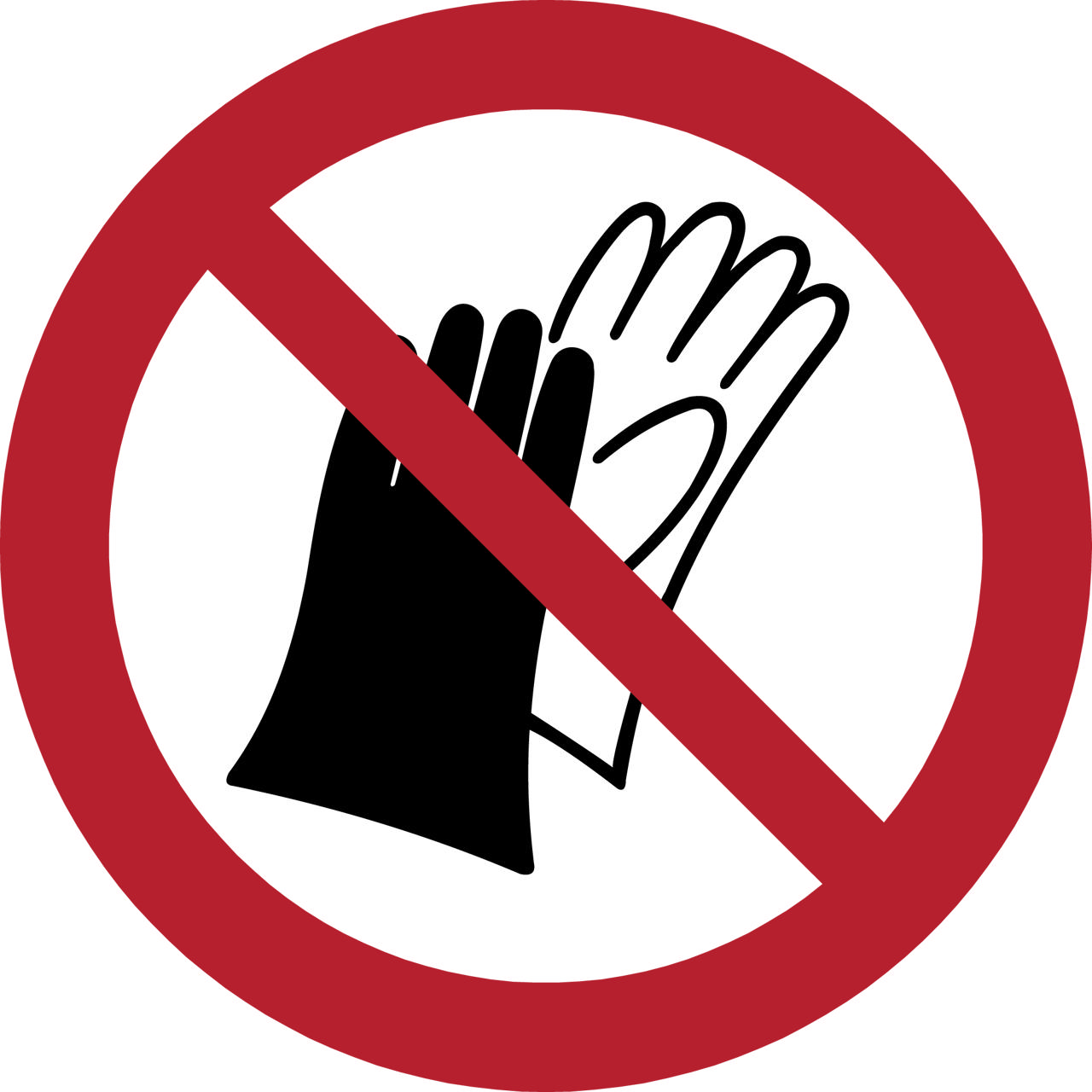 Safety Sign Do Not Wear Gloves, 100 mm