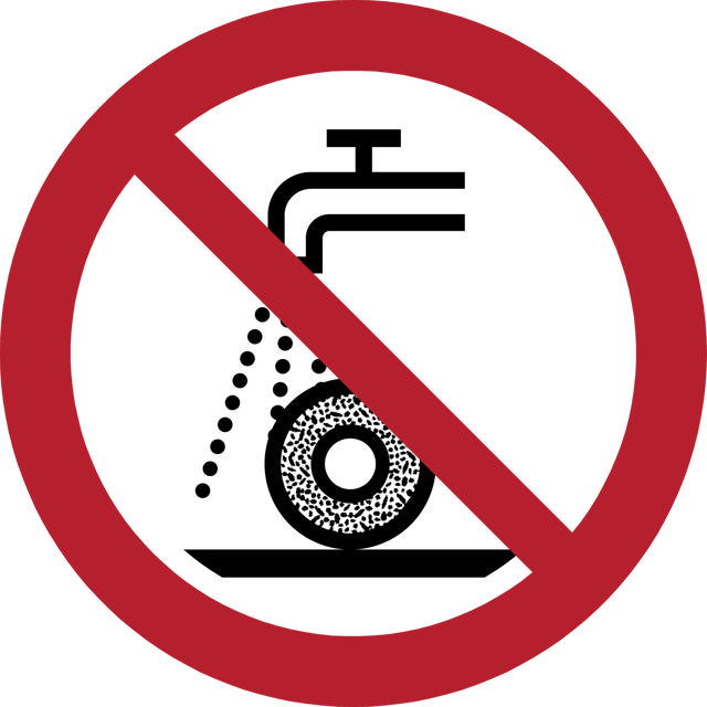 Safety Sign Do Not Use for Wet Grinding, 100 mm