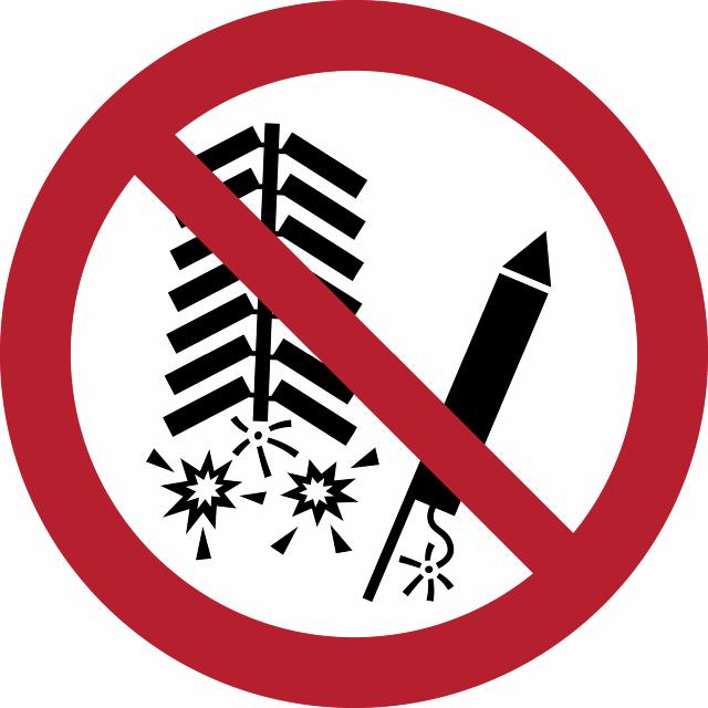 Safety sign Do not set off fireworks, Ø 100 mm