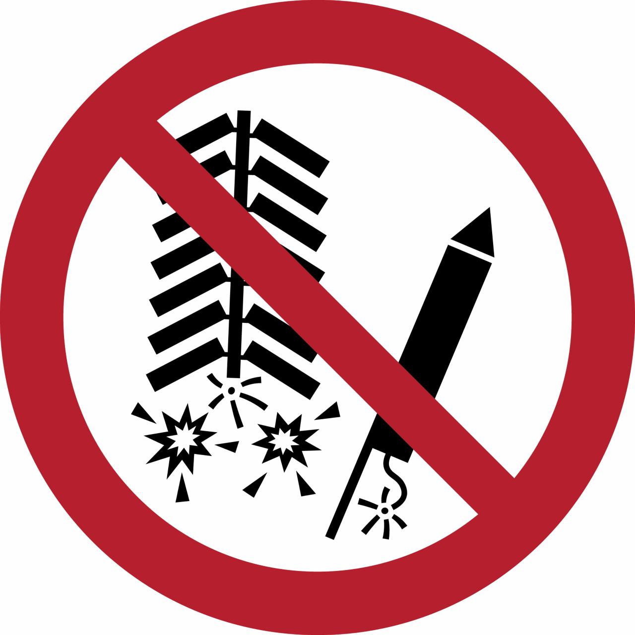 Safety sign Do not set off fireworks, Ø 200 mm