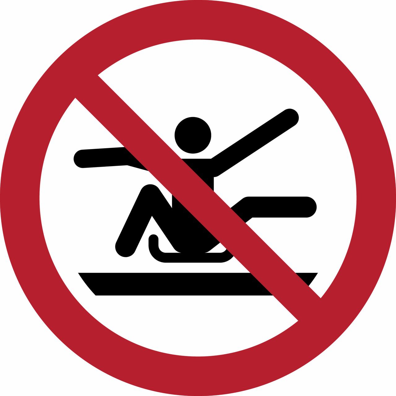 Safety sign Do not stretch out of toboggan, Ø 100 mm