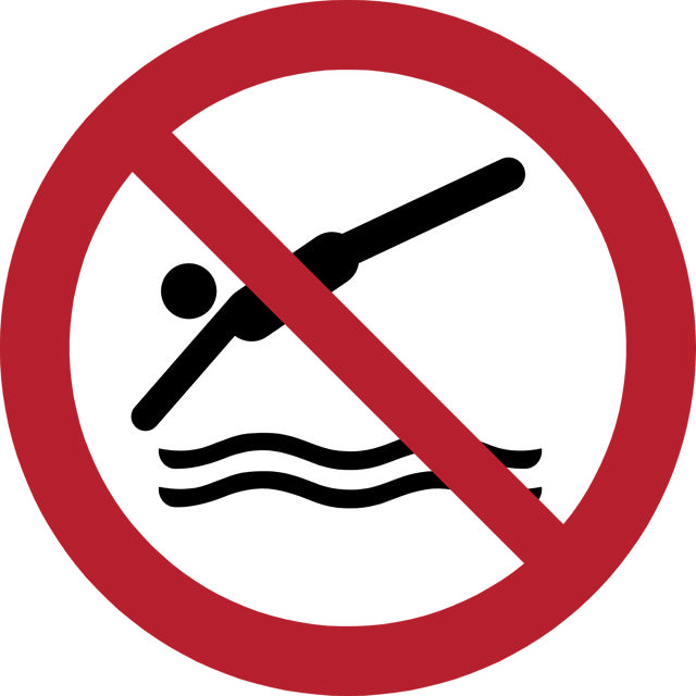 Safety Sign No Diving, 300 mm