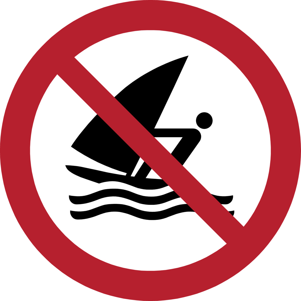 Safety Sign No Windsurfing, 100 mm