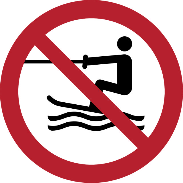 Safety Sign No Towed Water Activity, 200 mm