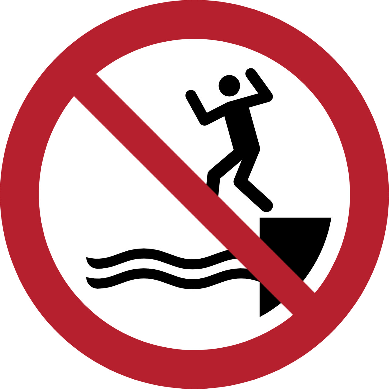 Safety Sign No Jumping into Water, 100 mm