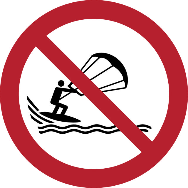 Safety Sign No Kite Surfing, 100 mm