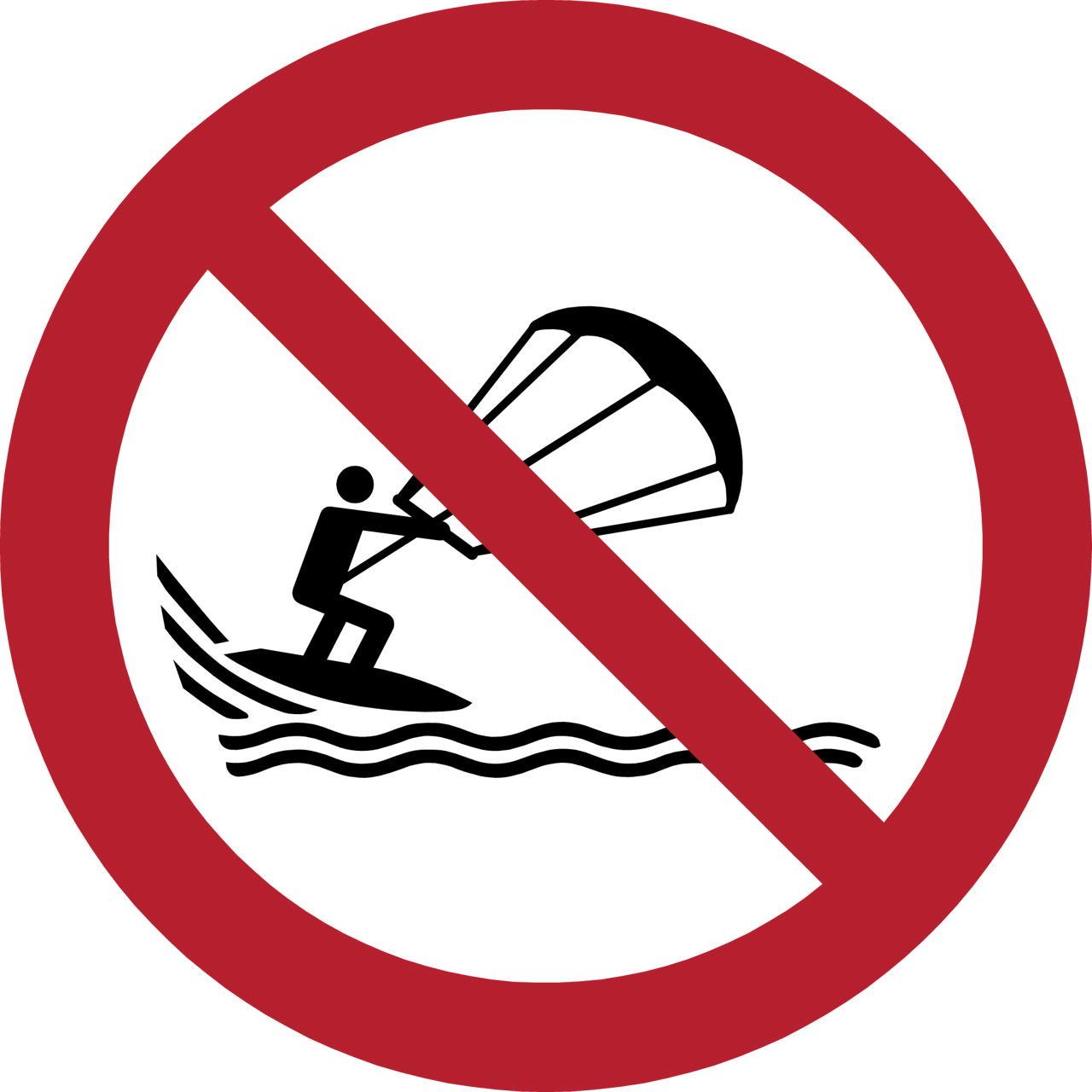 Safety Sign No Kite Surfing, 200 mm