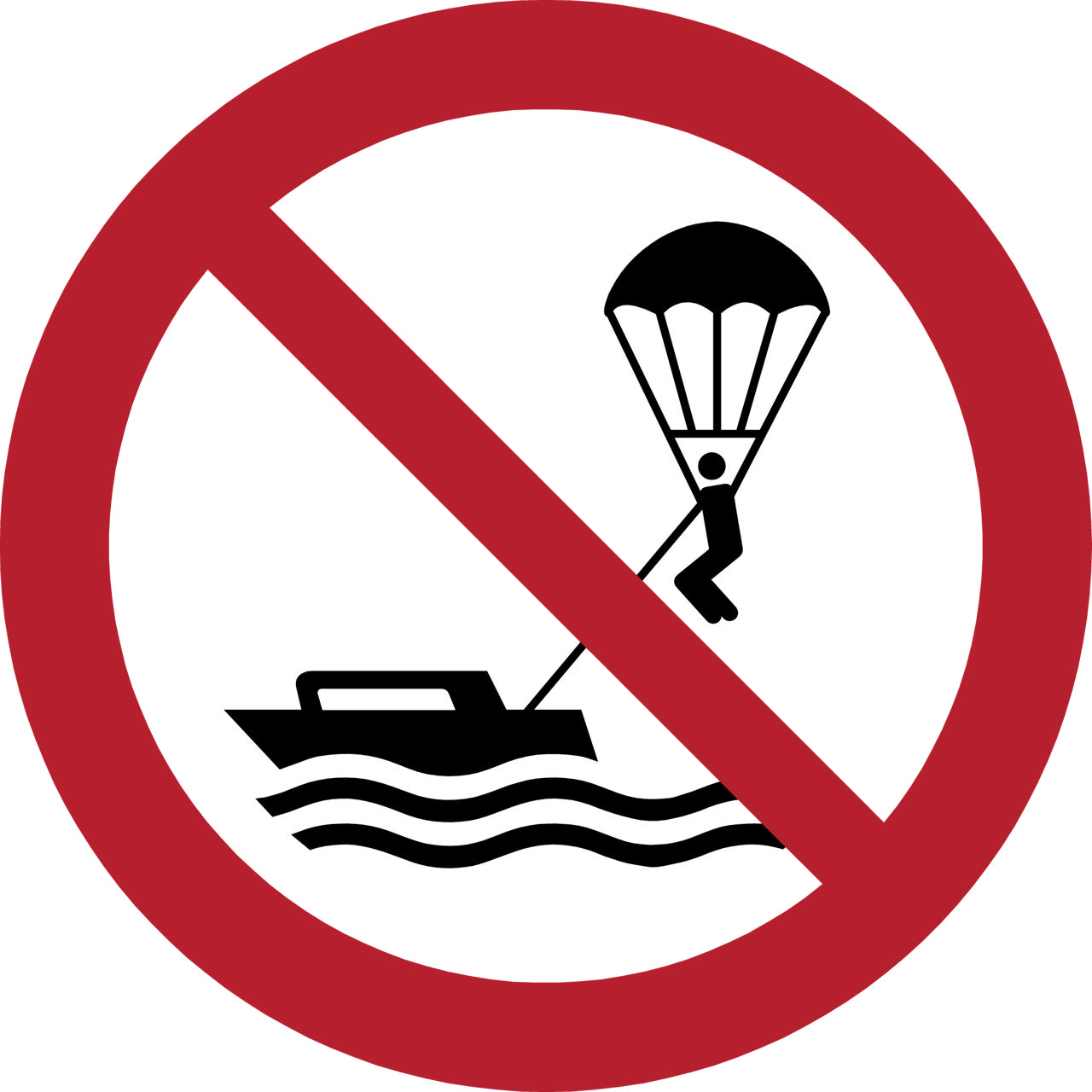 Safety Sign No Parasailing, 100 mm