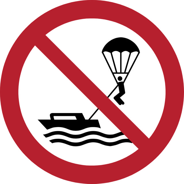 Safety Sign No Parasailing, 200 mm