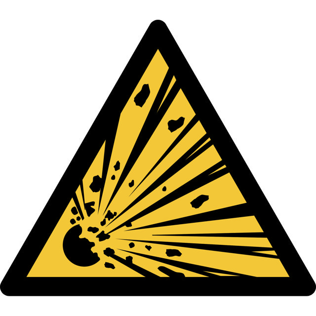 Safety sign Warning Explosive material, 200 x 176 mm