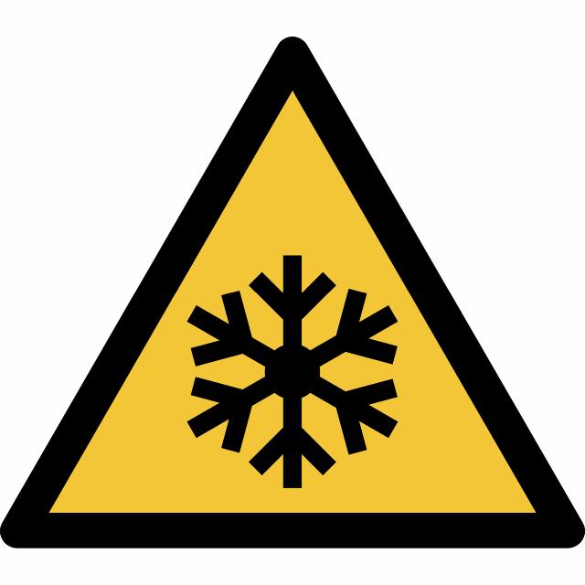 Safety Sign Warning Low Temperature/Freezing Conditions, 150 x 133 mm