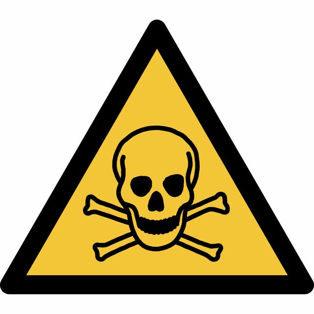 Safety sign Warning Toxic material, 150 x 133 mm