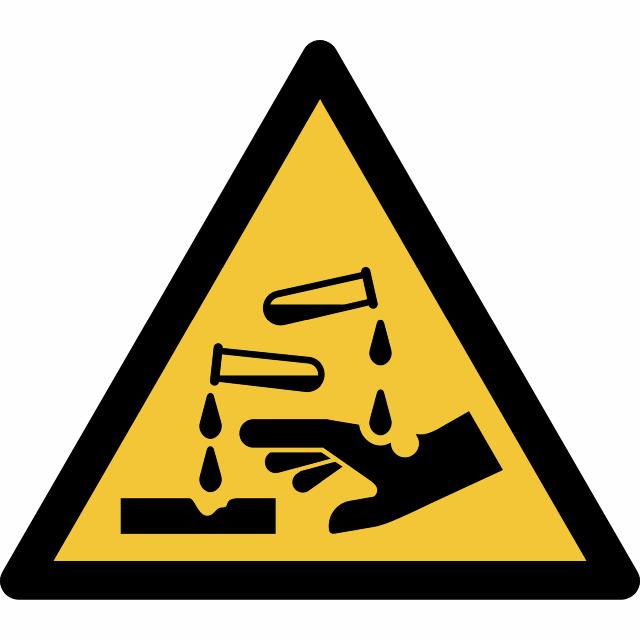 Safety sign Warning Corrosive substance, 150 x 133 mm