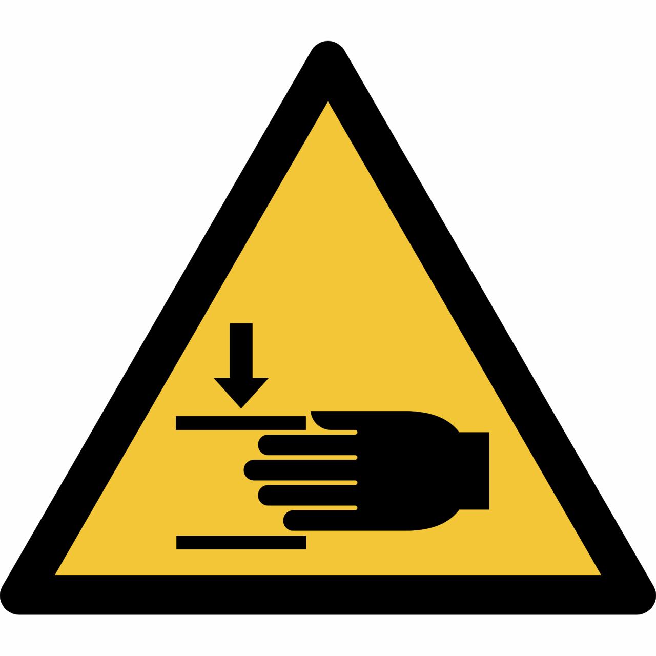 Safety sign Warning Crushing of hands, 150 x 133 mm