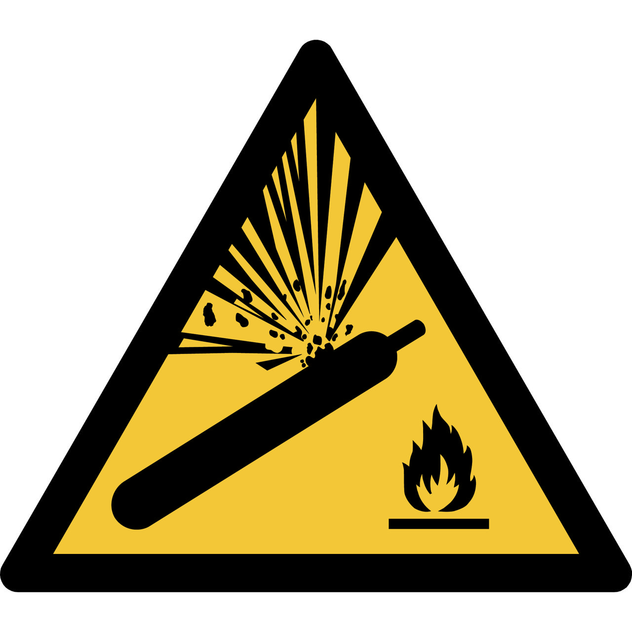 Safety Sign Warning Pressurized Cylinder, 150 x 133 mm