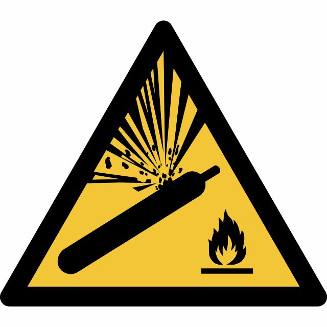 Safety sign Warning Pressurized cylinder, 150 x 133 mm