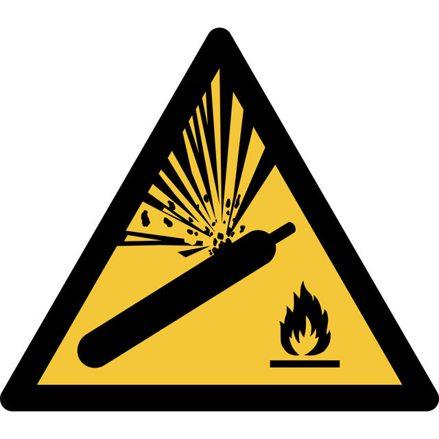 Safety sign Warning Pressurized cylinder, 300 x 264 mm