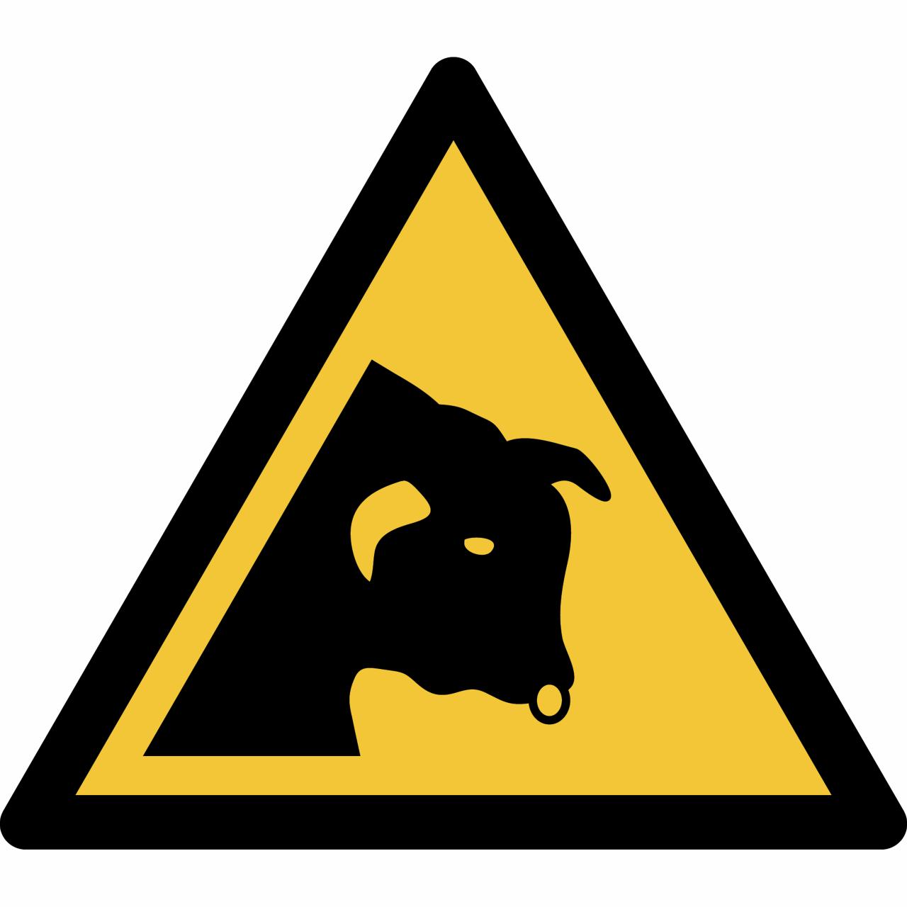 Safety sign Warning Bull, 150 x 133 mm