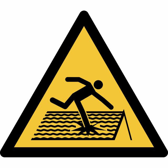 Safety sign Warning Fragile roof, 150 x 133 mm