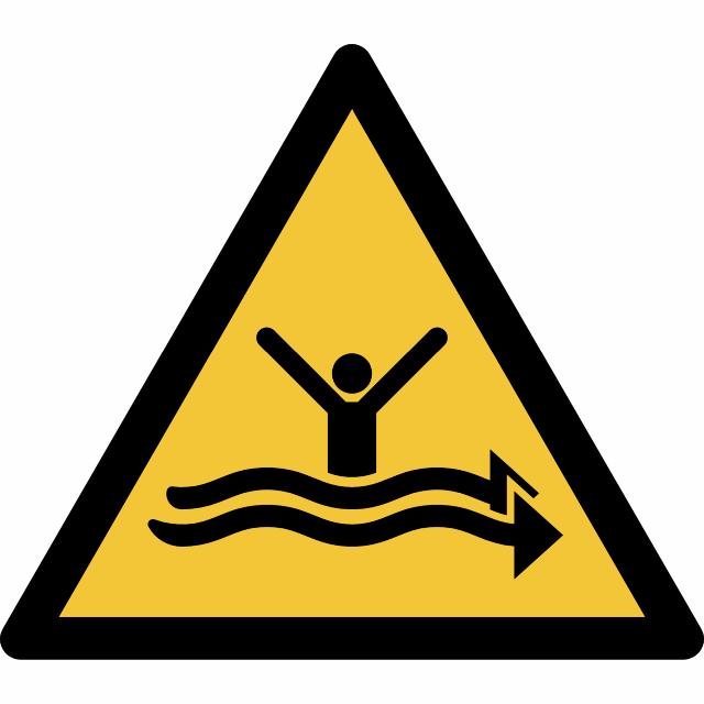 Safety Sign Warning Strong Currents, 150 x 133 mm