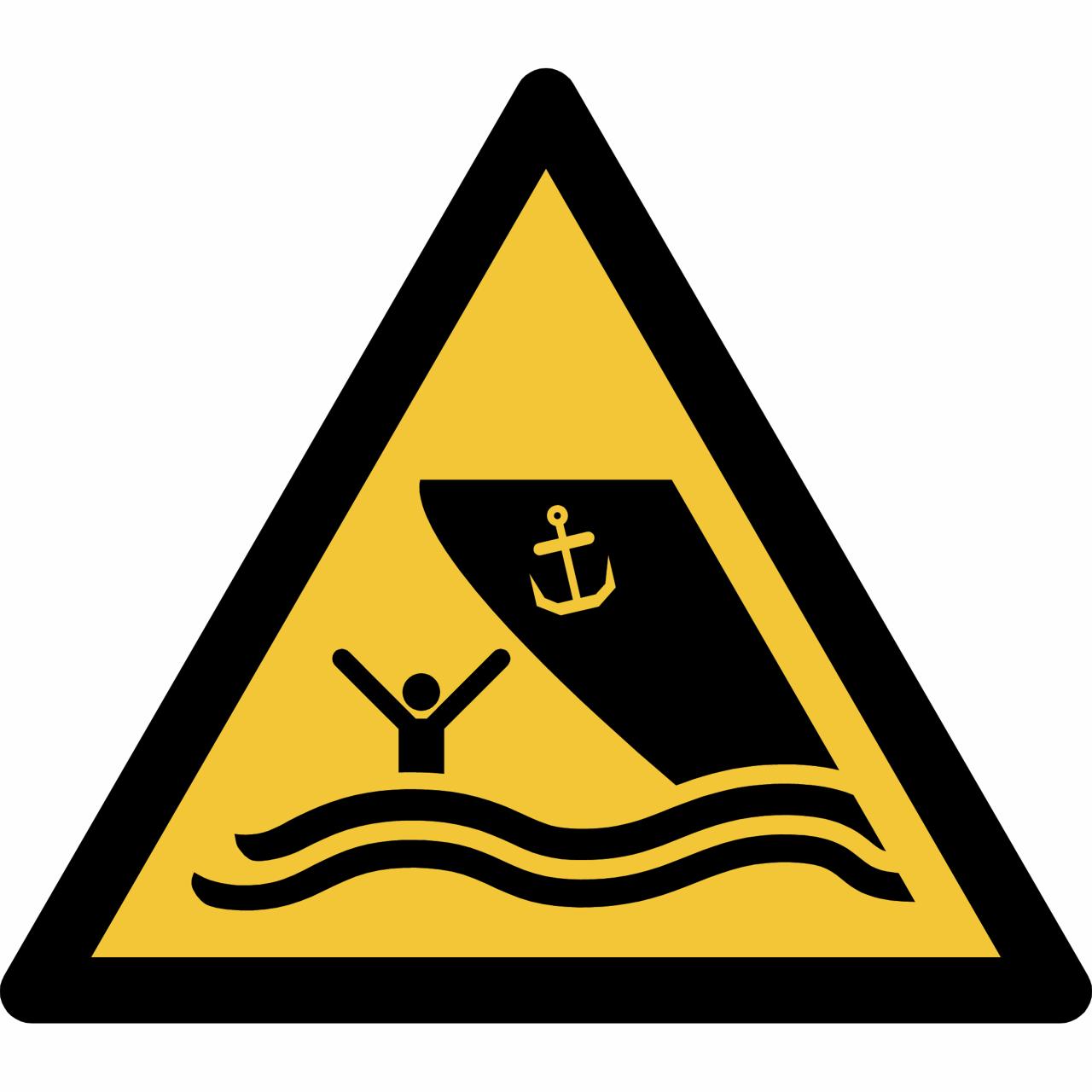 Safety sign Warning Boating area, 150 x 133 mm