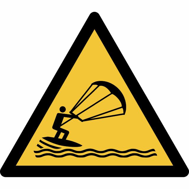 Safety Sign Warning Kite Surfing, 150 x 133 mm