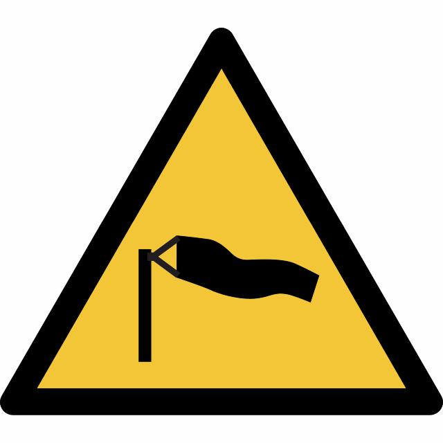 Safety Sign Warning Strong Winds, 150 x 133 mm