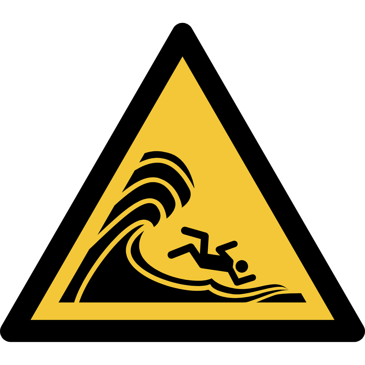 Safety Sign Warning High Surf or Large Breaking Waves, 150 x 133 mm