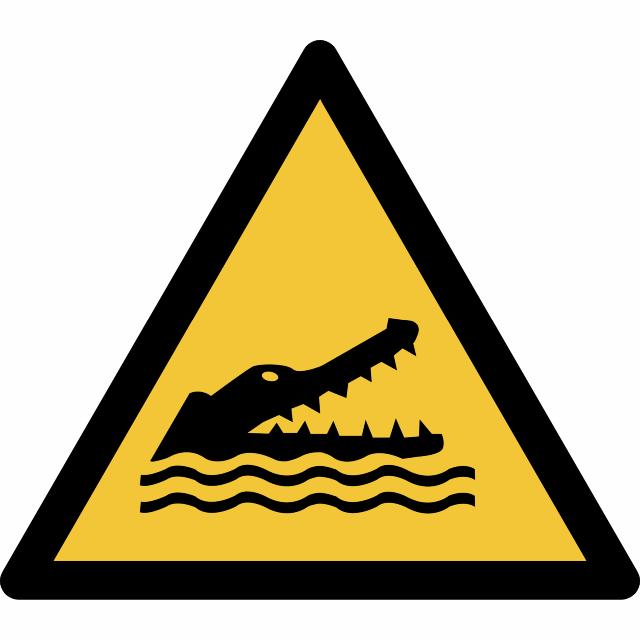 Safety sign Warning Crocodiles, alligators or caymans, 150 x 133 mm