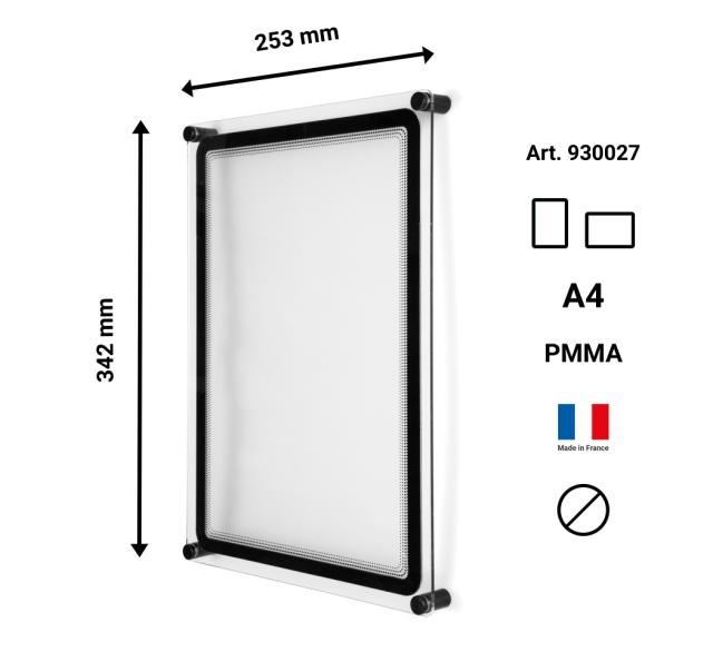 Acrylic Wall Sign Holder with A4 Magneto Frame Display Pocket, Portrait/Landscape