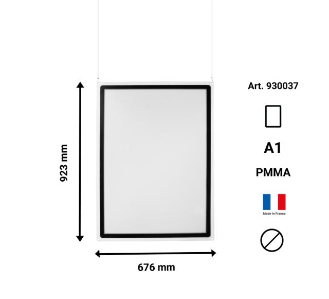 Hanging Acrylic Sign Holder with A1 Magneto Frame Display Pocket, Double-sided, Portrait/Landscape