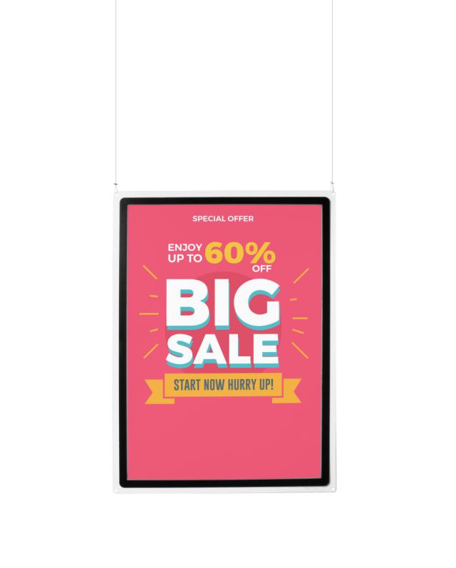 Hanging Acrylic Sign Holder with A1 Magneto Frame Display Pocket, Double-sided, Portrait/Landscape