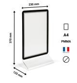 Acrylic Table Top Sign Holder with A4 Magneto Frame Display Pocket, Double-sided T-Shape, Portrait