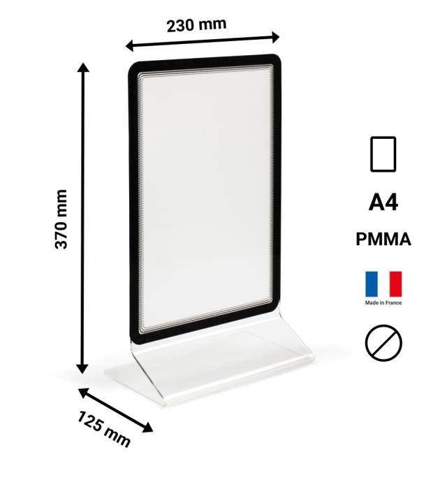 Acrylic Table Top Sign Holder with A4 Magneto Frame Display Pocket, Double-sided T-Shape, Portrait