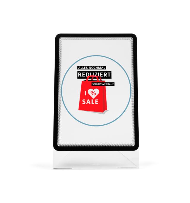 Acrylic Table Top Sign Holder with A4 Magneto Frame Display Pocket, Slanted L-Shape, Portrait/Landscape