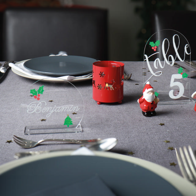 Customisable Acrylic Table Place Card, Round