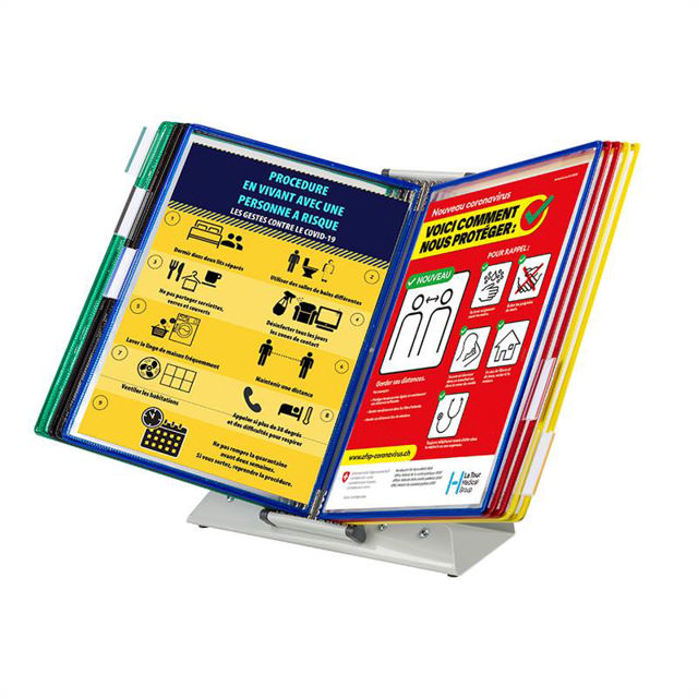 Tarifold Antimicrobial Desktop Reference & Display System - 10 Assorted Pockets, Letter-Size