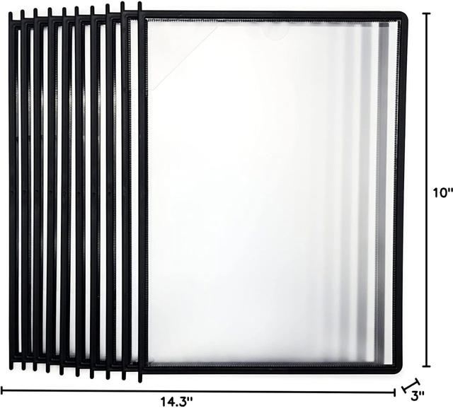 Easy Load Wall Mount Reference & Display System – 10 Black Pockets, Letter-Size