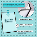 Easy Load Wall Mount Reference & Display System – 10 Black Pockets, Letter-Size