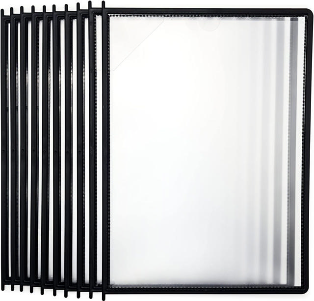 Easy Load Wall Mount Reference & Display System – 10 Black Pockets, Letter-Size