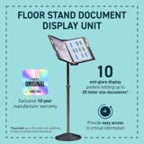 Tarifold Floor Document Display Stand, 10 Black Pockets, Letter-Size