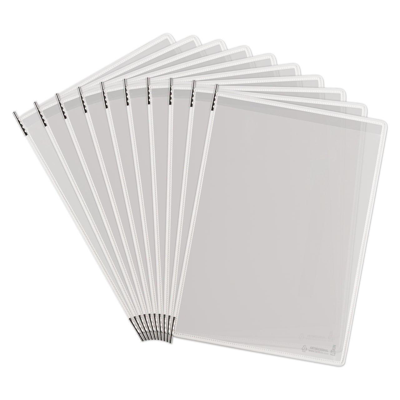 Tarifold Antimicrobial Pivoting Pockets for Wall, Desk or Rotary Systems - 10 White Pockets, Letter-Size