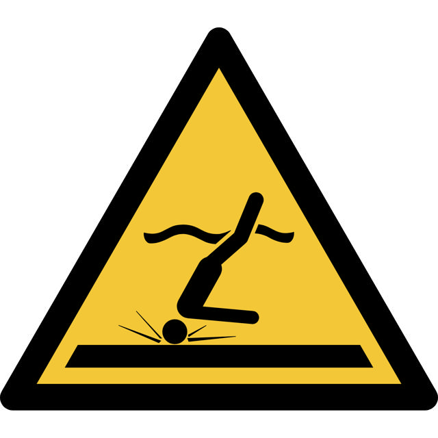 Safety sign Warning Shallow water (diving)